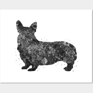 Pembroke Welsh Corgi dog black and white Posters and Art